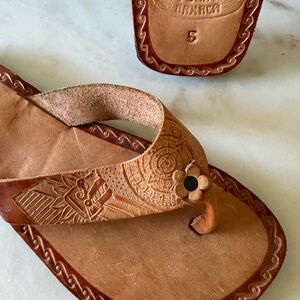 Real leather upper flip flop “huaraches” from Mexico.